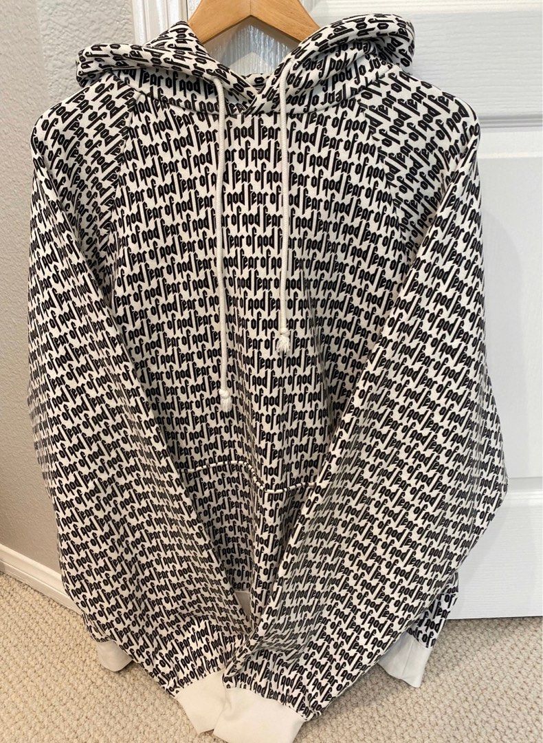 Fear of god print sales hoodie