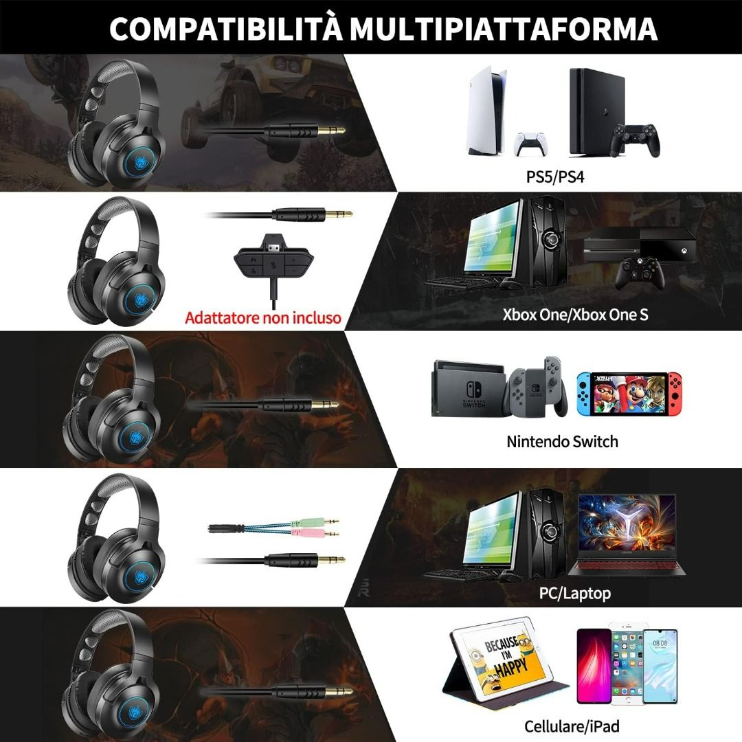 [G3] PHOINIKAS Q9 Bluetooth Gaming Headset, Gaming Headphone, for PS4