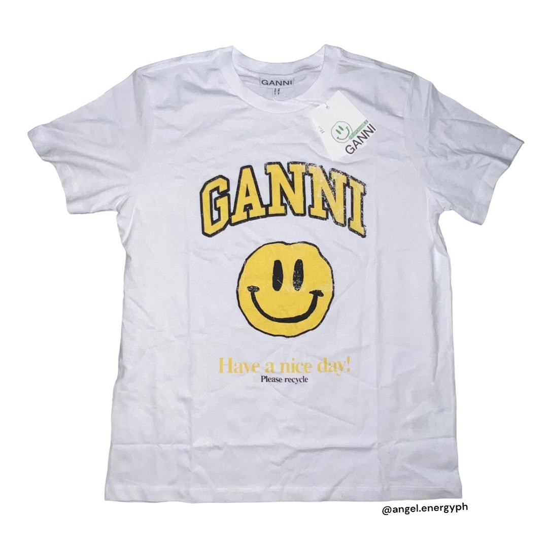 Ganni Basic Cotton Jersey Tshirt Yellow smiley on Carousell