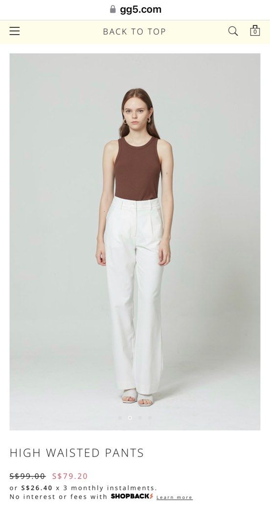 ZARA HIGH-WAISTED PANTS TROUSERS WHITE S,M