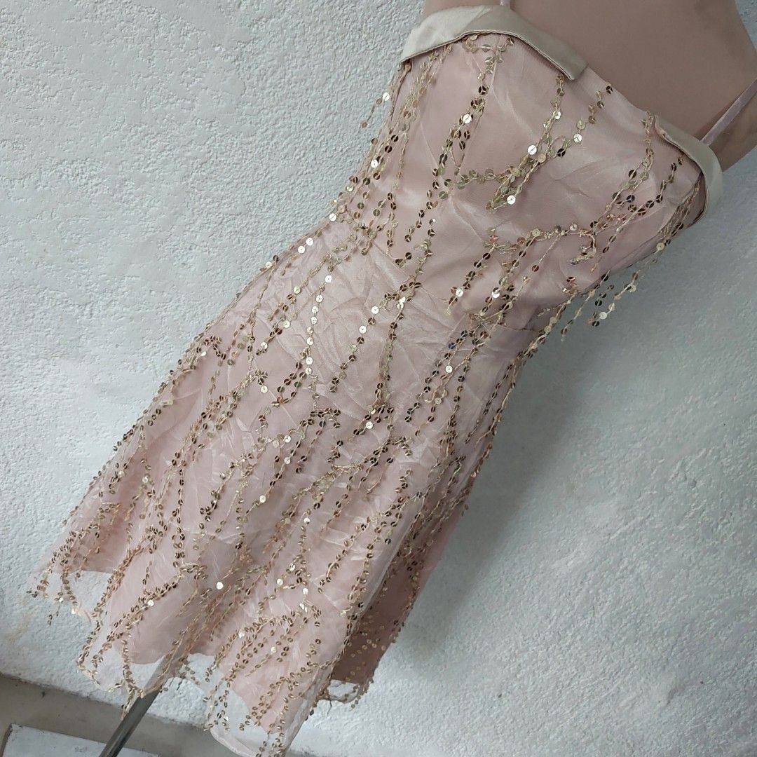 slim fit dress slacks Wedtrend Women Evening Dresses Spaghetti Straps Champagne Fringed Great Gatsby Dress, Champagne / S main image 0