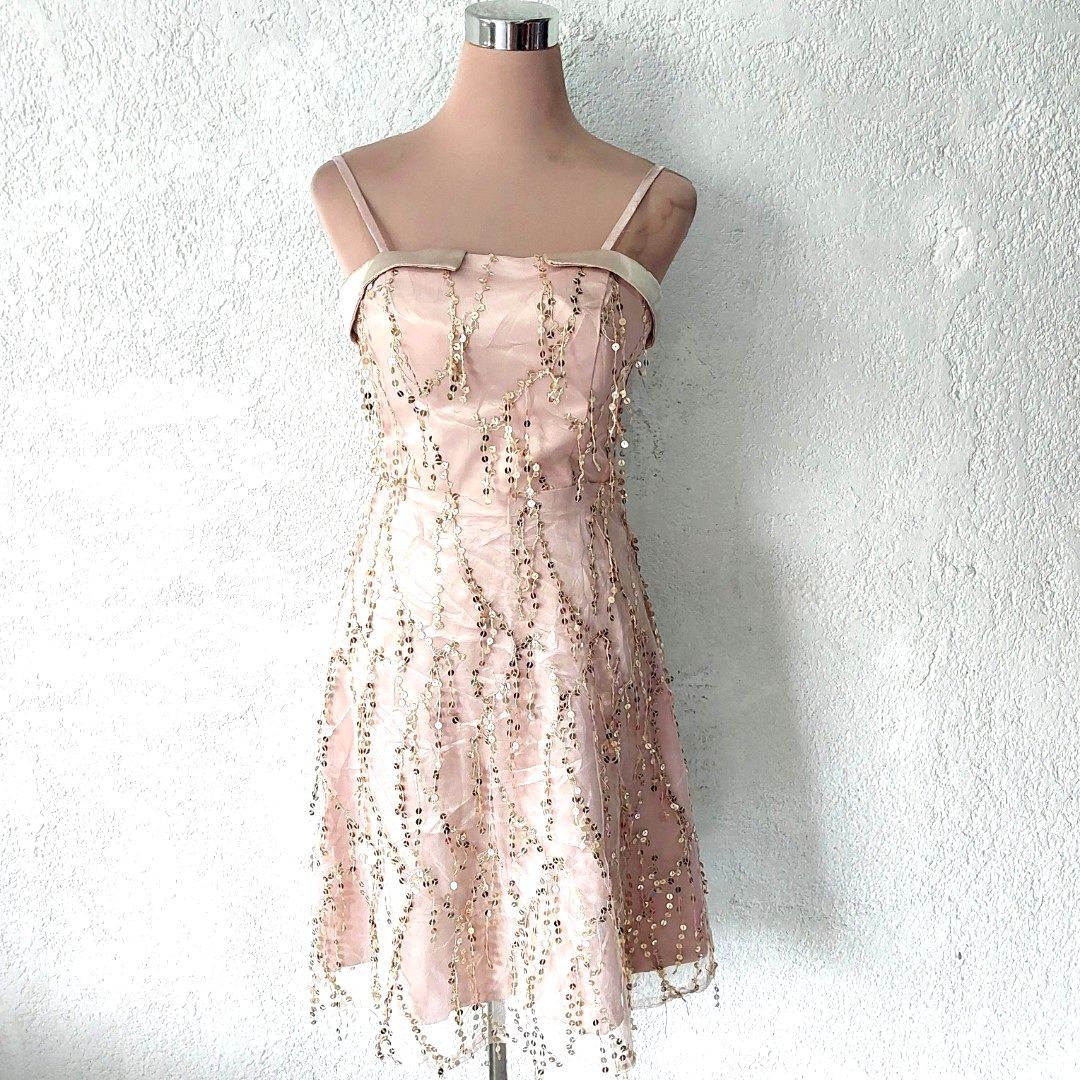 slim fit dress slacks Madeline Formal Dress Rose Gold| Beginning Boutique US 6 main image 1