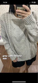 Grey Cable Sweater Rajut / Knit