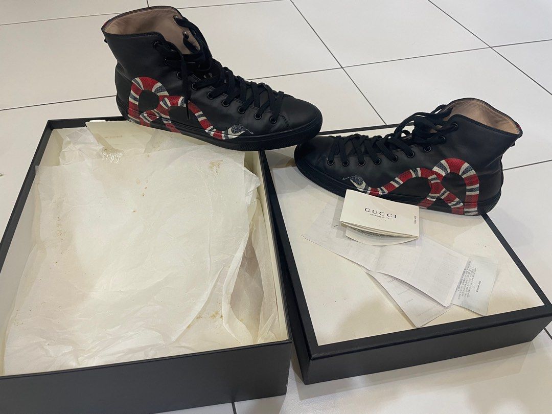 Gucci leather high hotsell top with snake