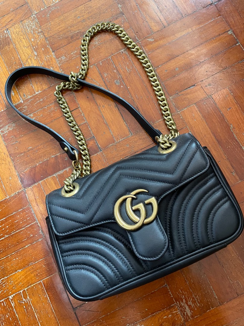 Gucci GG Marmont Coin Purse Matelasse Black in Leather with Antique  Gold-tone - US