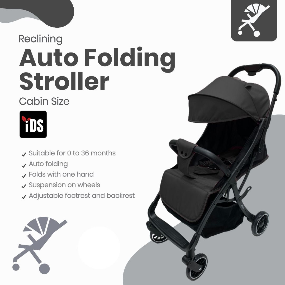 iDS New Auto Fold Stroller Baby Pram EN1888 2 Cabin Size
