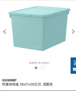 IKEA 宜家家居 SOCKERBIT 附蓋收納盒/收納箱 淺藍色