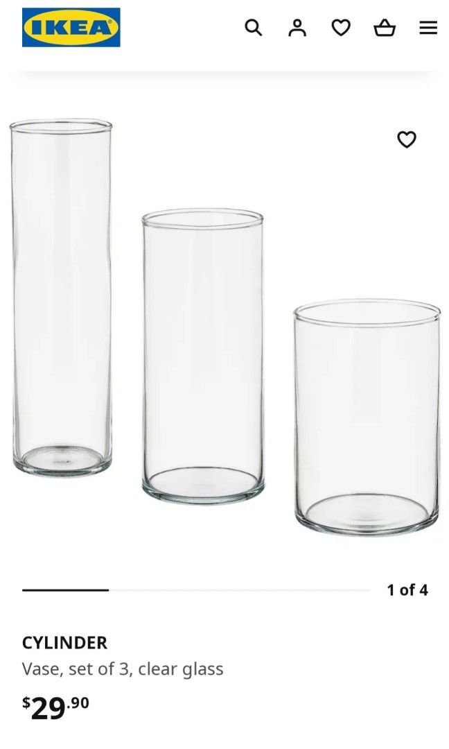 IKEA Cylinder Vase Set, Furniture & Home Living, Home Decor, Vases & Decorative Bowls on Carousell