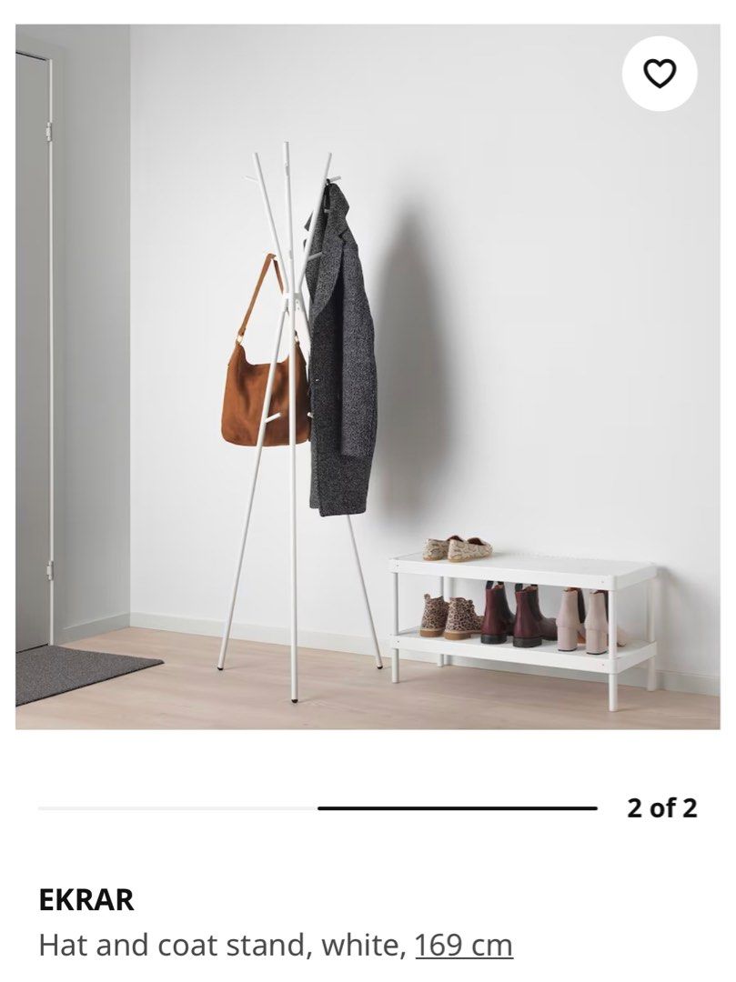 IKEA EKRAR white coloured coat stand, Furniture & Home Living, Home