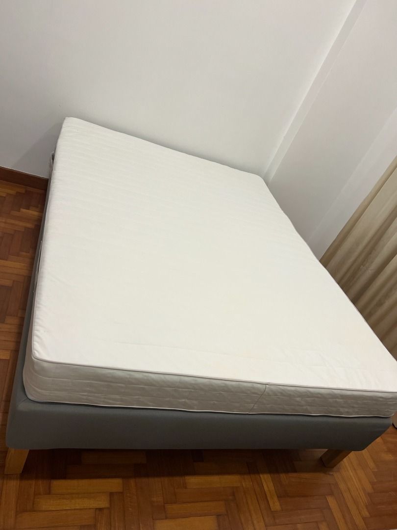 Ikea Espevar frame and Hafslo mattress, queen size, Furniture & Home
