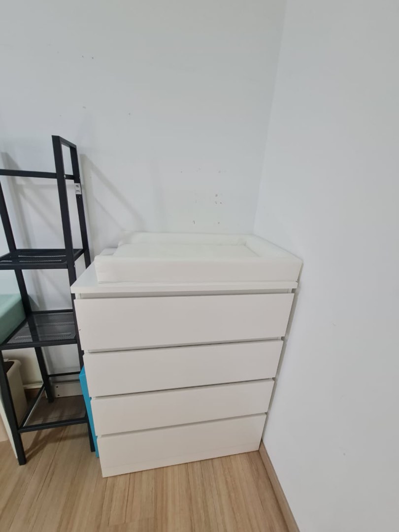 IKEA MALM dresser with baby changing mat, Furniture & Home Living, Furniture, Shelves,