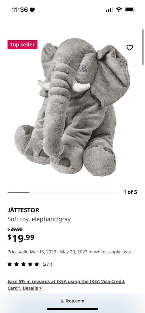 Ikea elephant shop soft toy