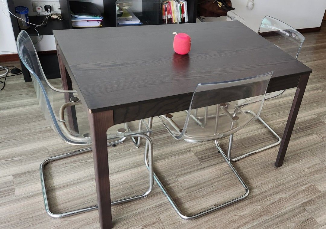 Ikea table resizable plus 6 chairs, Furniture & Home Living, Furniture