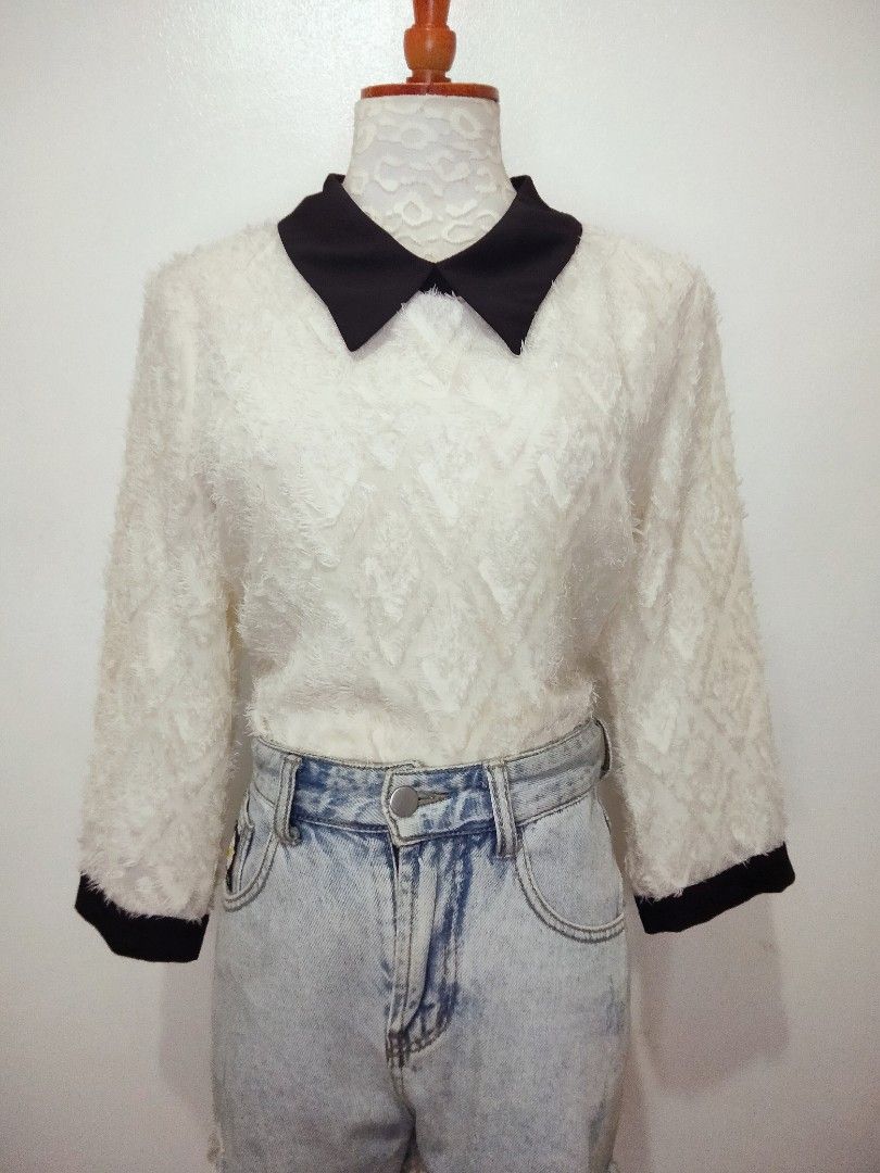 Korean Dainty Cream Top on Carousell