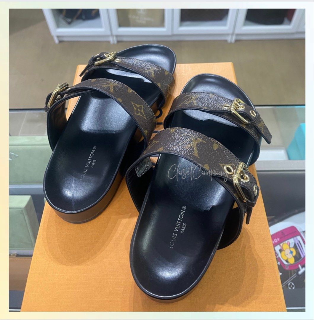 Louis Vuitton Bom Dia Flat Mule in Monogram Leather, Luxury, Sneakers &  Footwear on Carousell