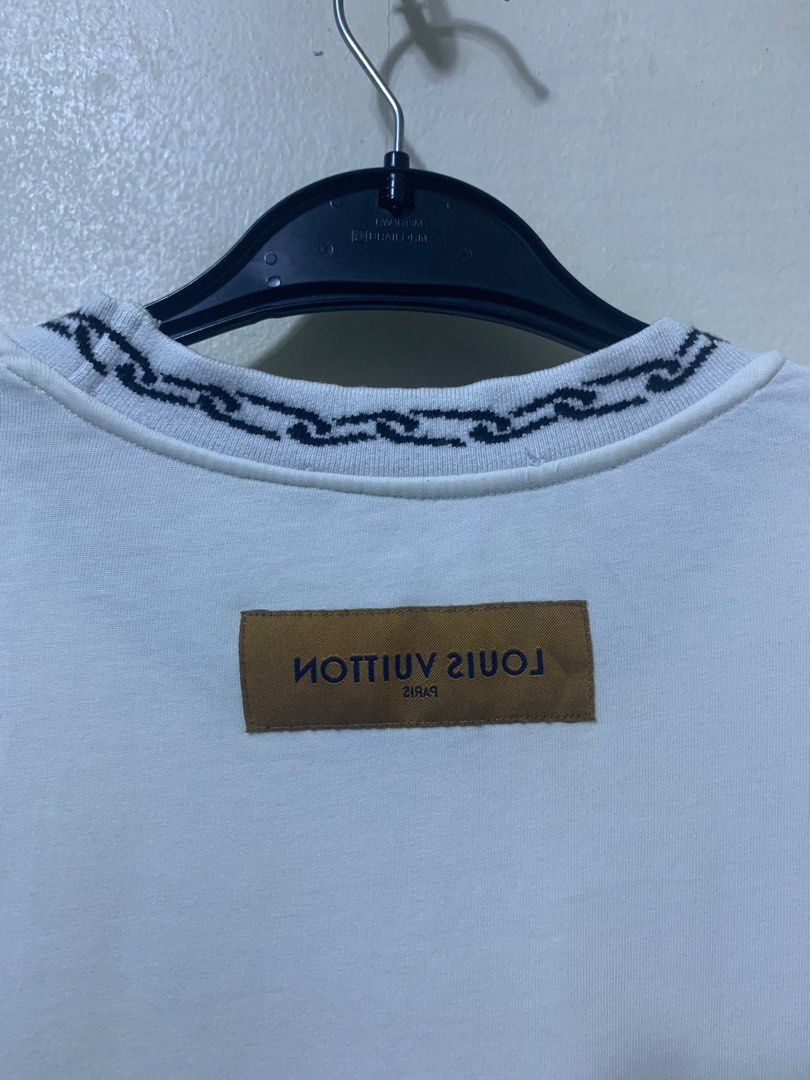 Louis Vuitton #19 chain jacquard rib collar T-shirt White Size