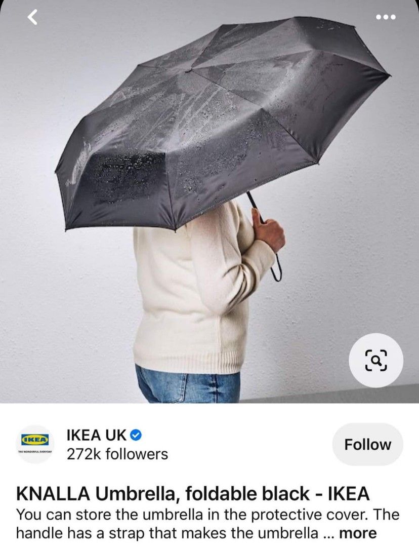 ORIGINAL IKEA Knalla Umbrella in Black, Hobbies & Toys, Travel, Umbrellas on Carousell