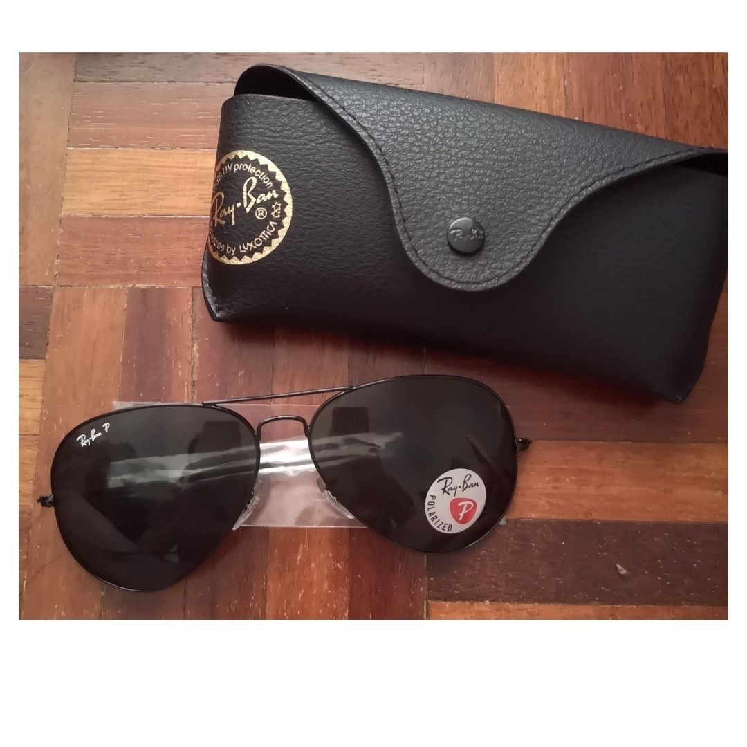 Original Ray Ban Polarized Black Aviator Sunglasses Large
