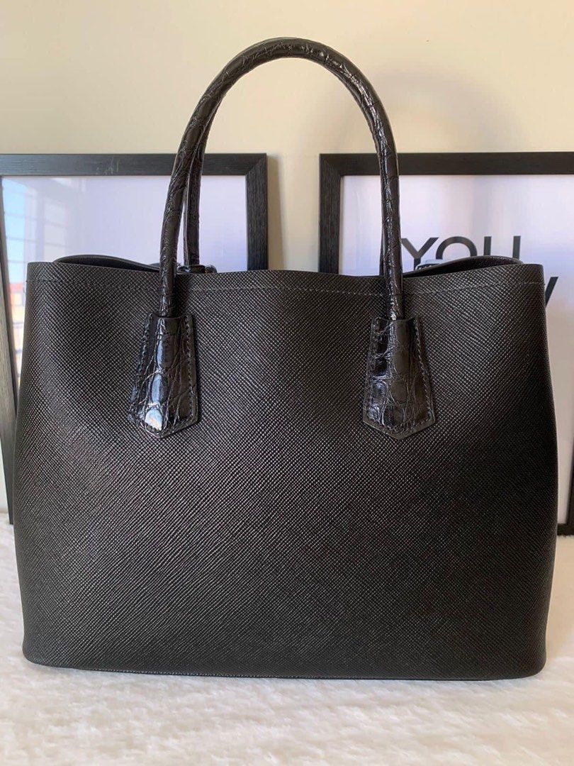 Prada Saffiano Cuir Croc Double (Category: Luxury Bags & Wallets) located in Manila. Submitted by bagislifeshop (Listing ID 1231175141, Image 3). Description: ▪️Prada Saffiano Cuir Croc Double Bag▪️ ☑️Available in Pampanga ✅Model: 1BG775 ✅Condition: 8.8/10 ✅Material: Saffiano and croc embossed leather ✅Colour: Black in GHW ✅Inclusions: Long strap, hang tag and box ✅Retail price: USD4700 .