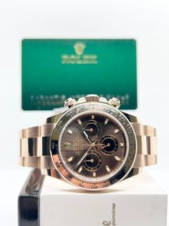 Pre Owned Rolex Oyster Daytona 116505 Chocolate Dial Automatic Everose Rose Gold Casing Bracelet