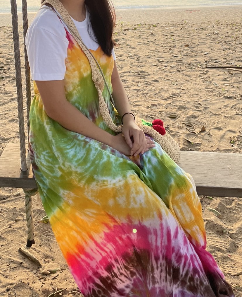 Rainbow tie dye maxi dress on sale