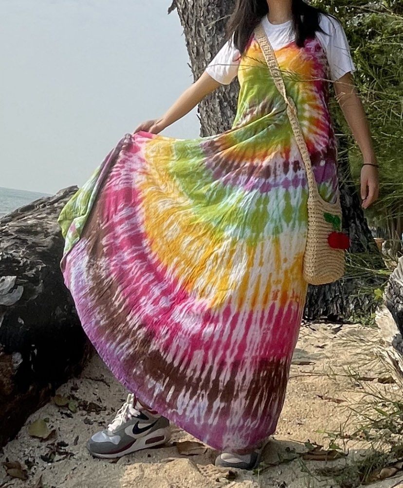 Rainbow tie dye best sale maxi dress
