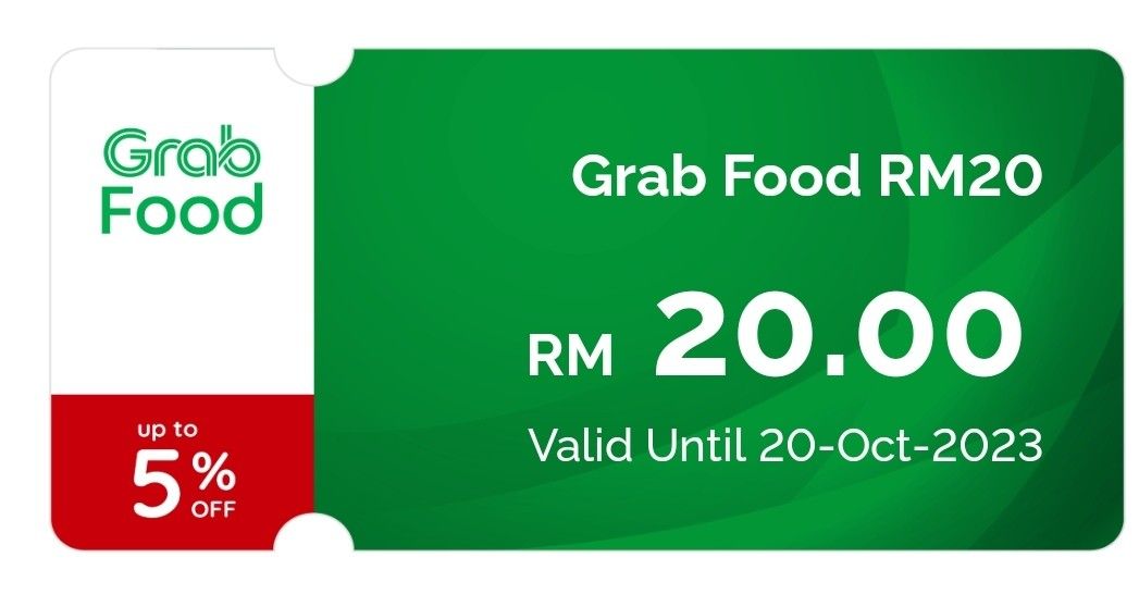 RM20 GRAB FOOD VOUCHER, Tickets & Vouchers, Vouchers on Carousell