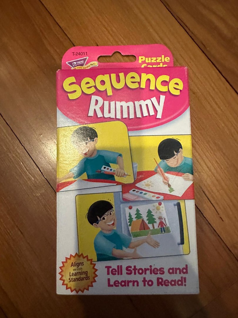Sequence rummy puzzle cards teach kids how to read, Hobbies & Toys