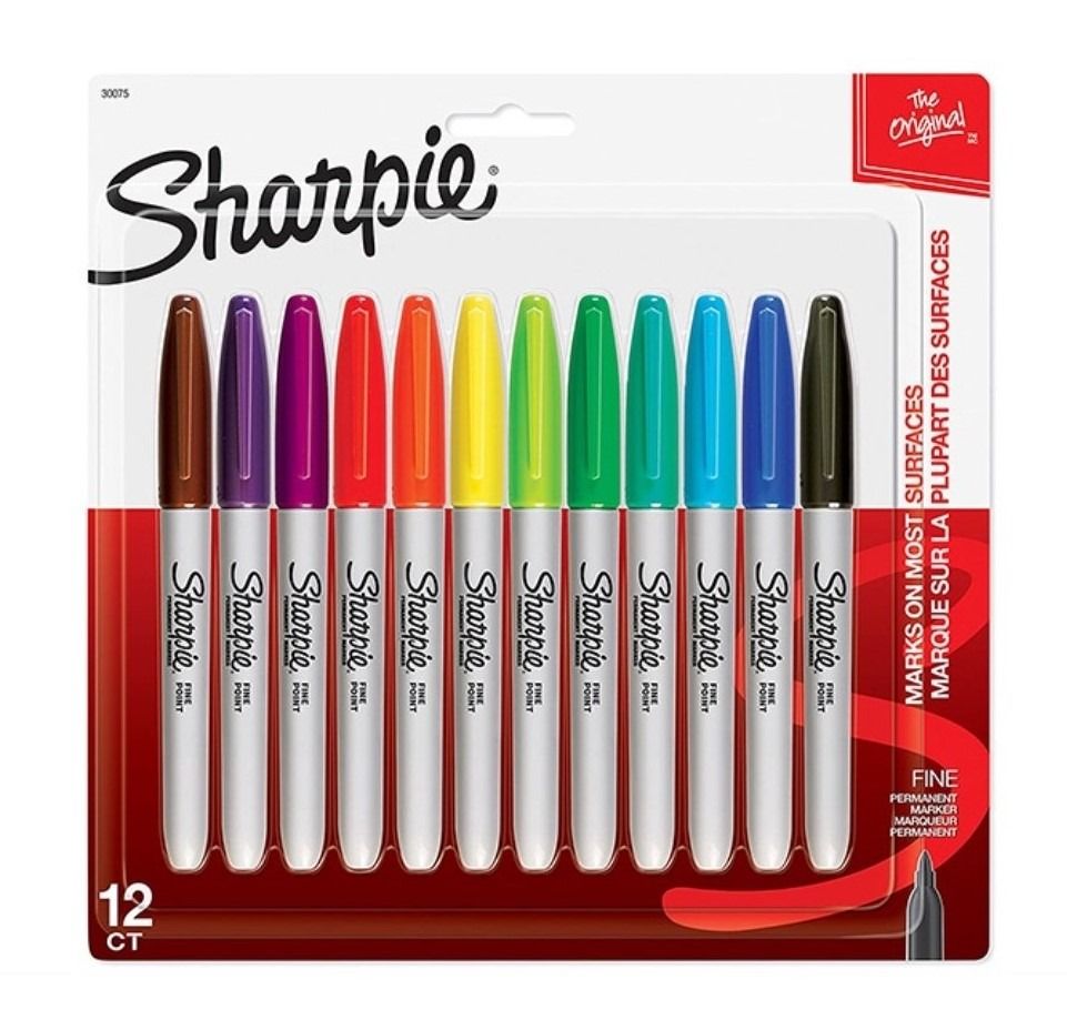 SHARPIE | FUN COLOR | FINE TIP 1.0mm | PERMANENT MARKERS | 12 ASSORTED ...