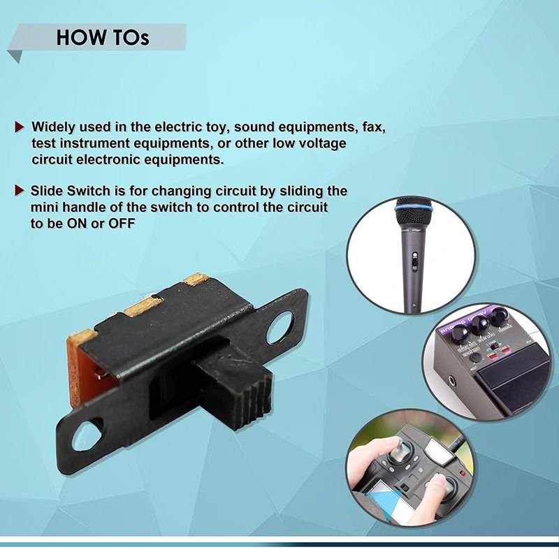 SLIDE SWITCH ON/OFF SS12F15, 3-PIN 2-POSITION 50V 0.5A SPDT, BEST for ...