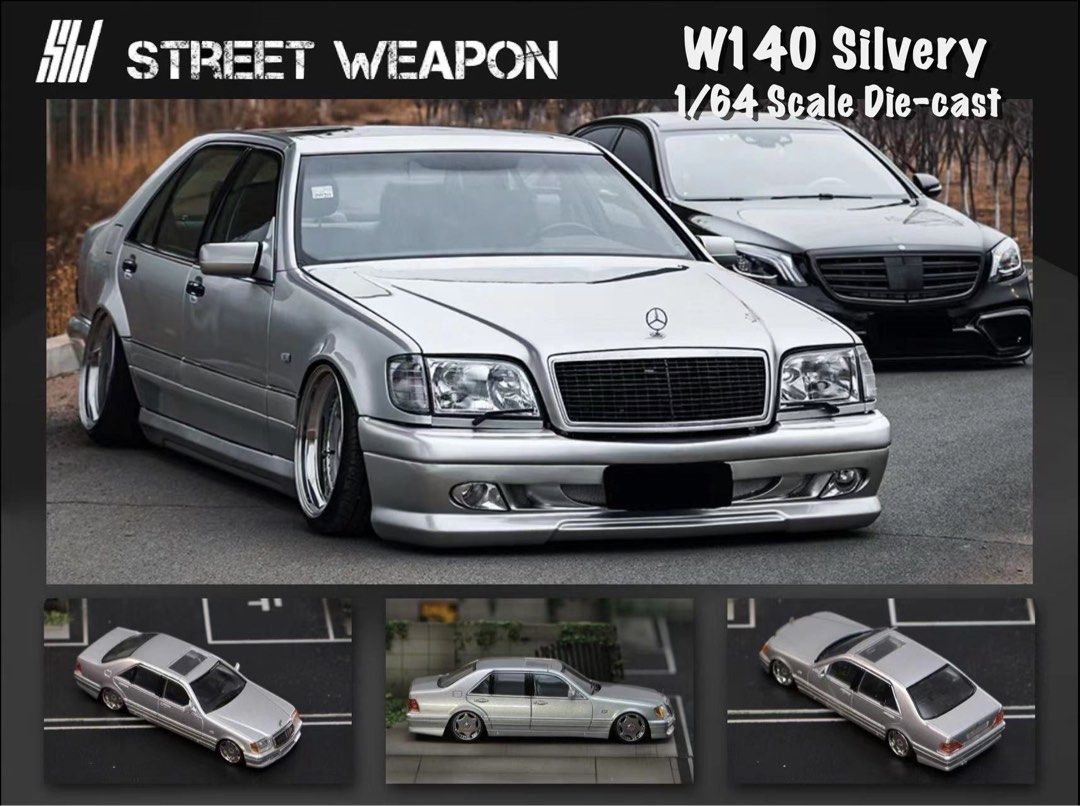 Street Weapon 1/64 Mercedes Benz S-Class W140 Silver / Mini GT
