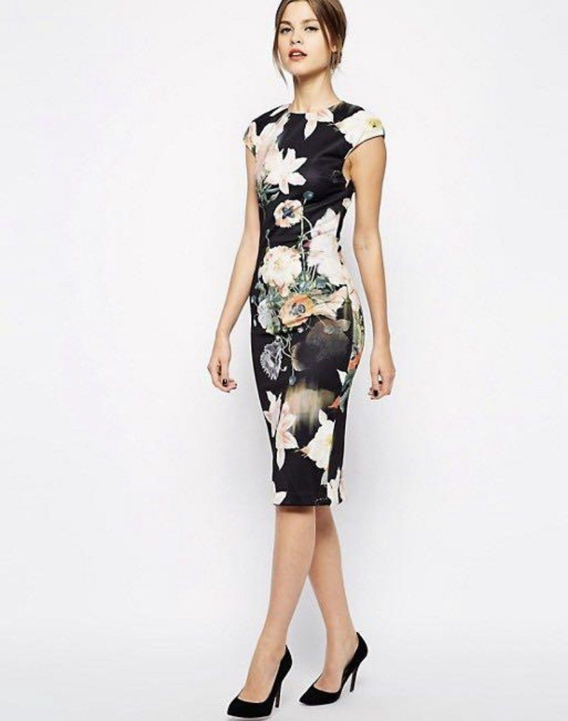 Ted Baker Floral Pencil Dress size XS