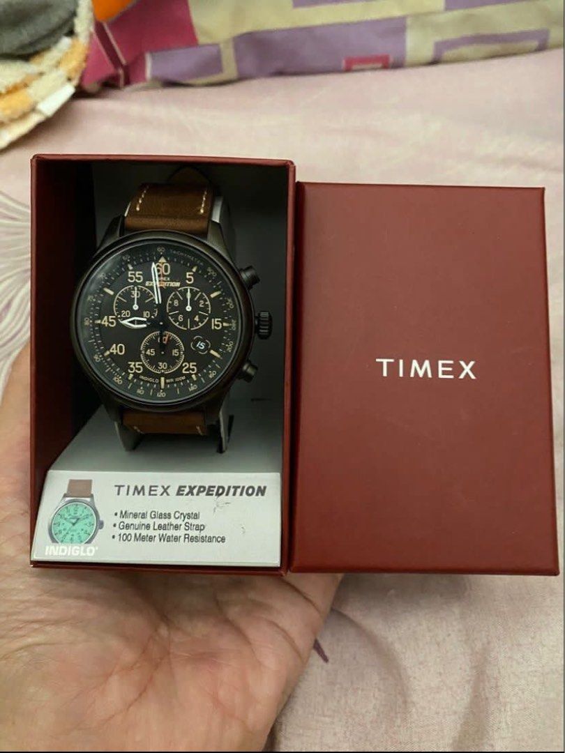 Expedition field chronograph online 43mm leather watch