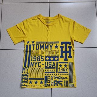 Tommy Hilfiger kids yellow printed shirt blue