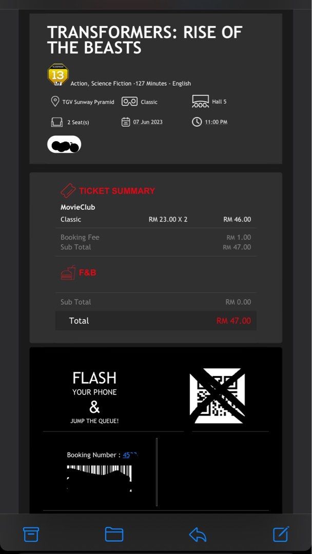 TRANSFORMER RISE OF THE BEASTS, Tickets & Vouchers, Event Tickets on