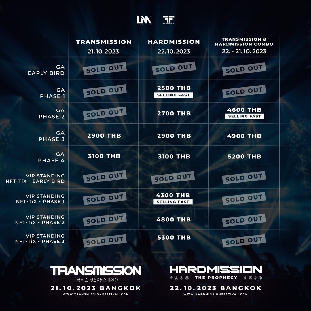 2x Transmission BANGKOK VIP Ticket, Tickets & Vouchers, Event Tickets