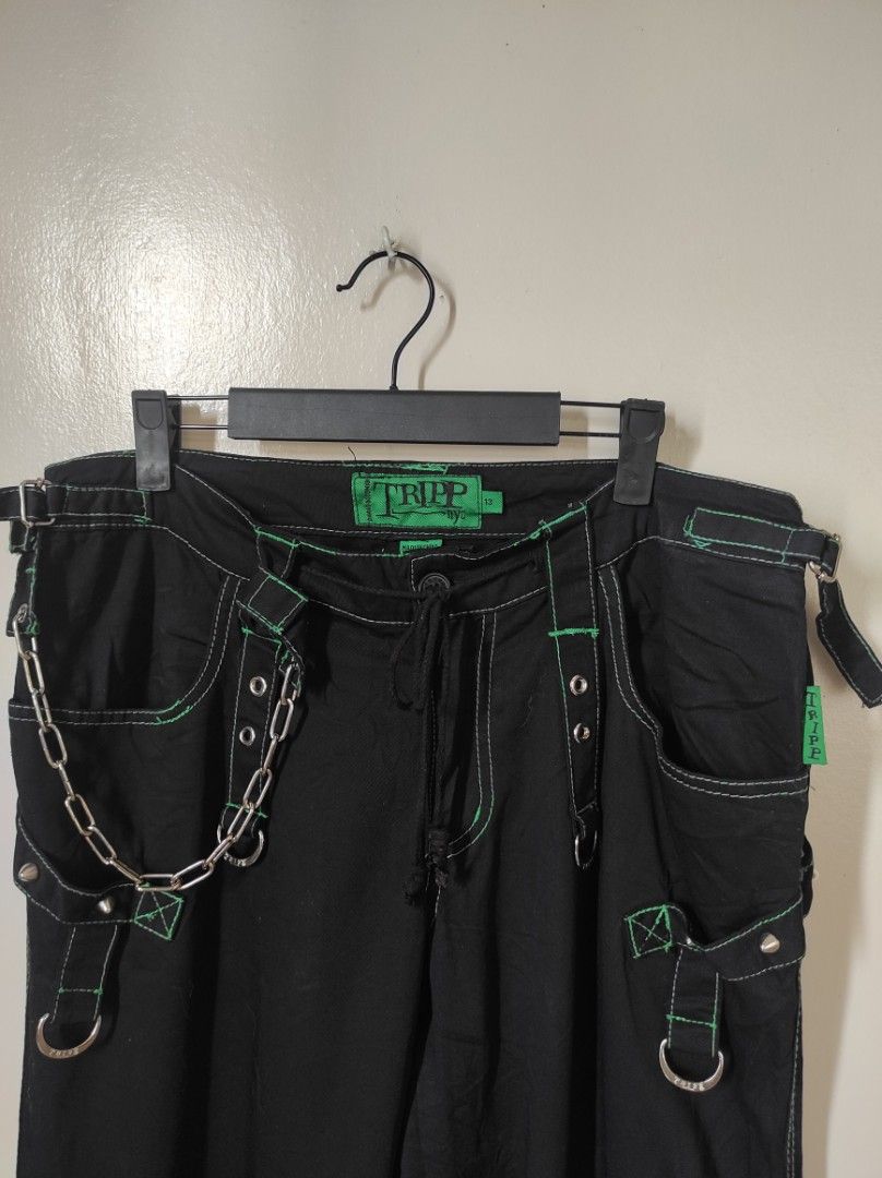 vintage 90s Tripp nyc army green star pants size 13,... - Depop