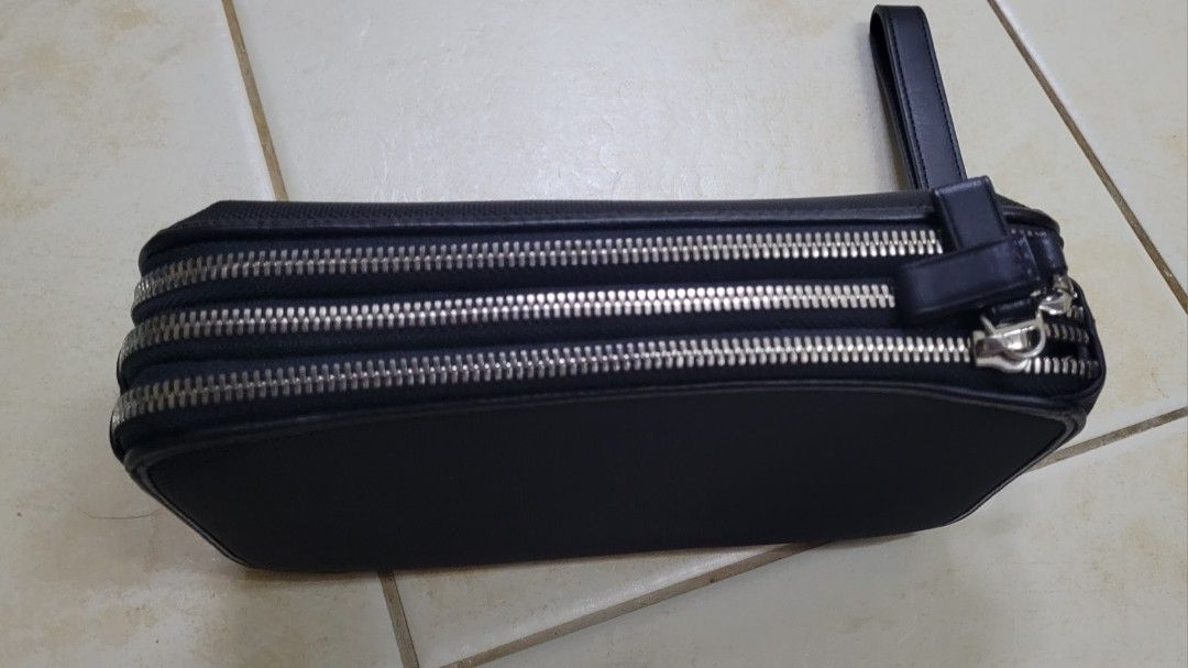 TUMI Alpha SLG Triple Zip Clutch Bag (Black Chrome), Men's Fashion