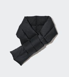 UNIQLO Fleece Lined Padded Women's Lightweight Pocket Down Scarf Packable Black