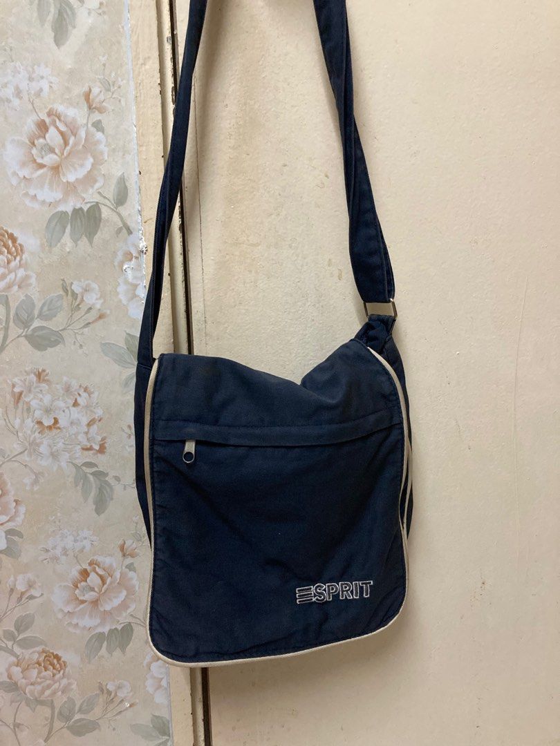 Vintage Esprit canvas sling bag Navy Blue crossbody bag Men s