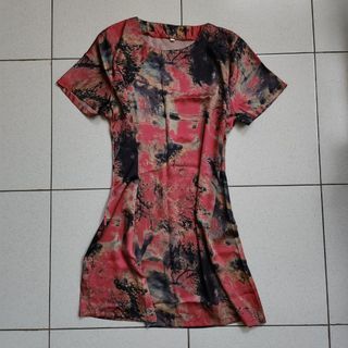 vintage printed dress red black