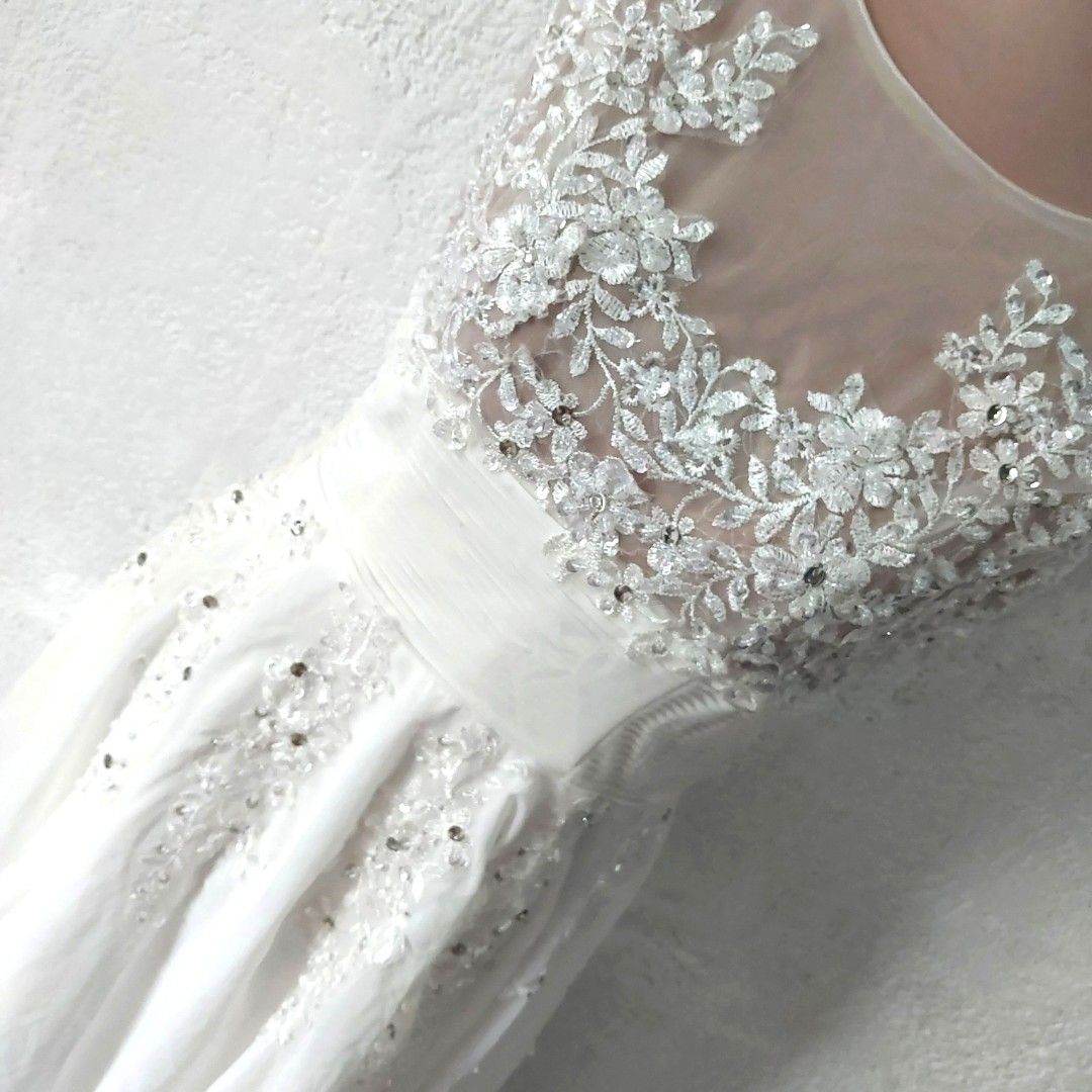 White gown flowy gown wedding gown civil wedding dress long gown formal ...