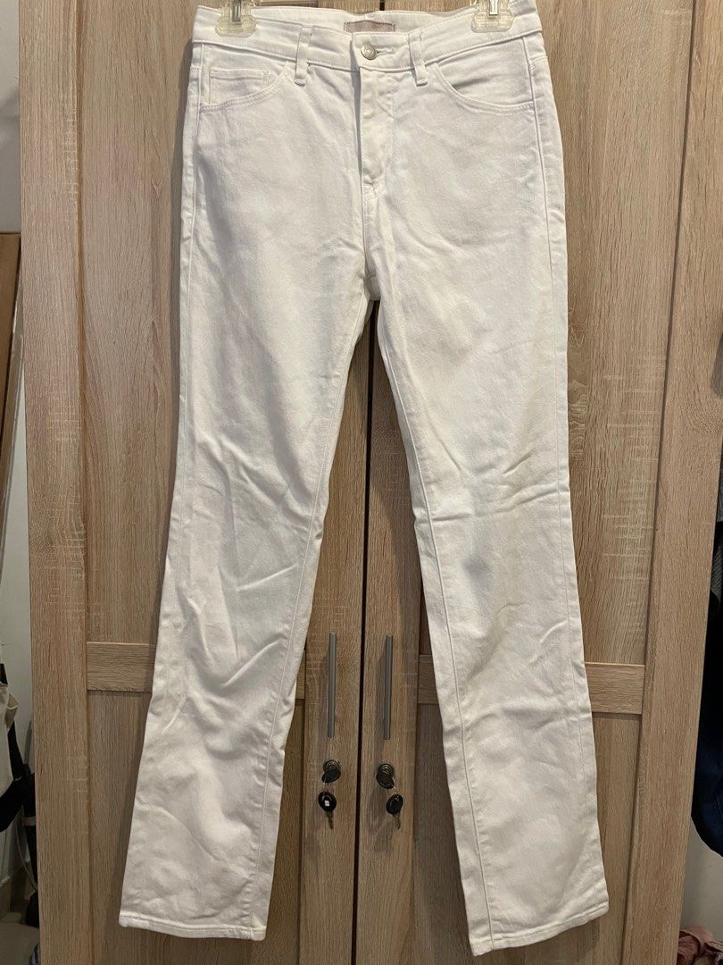 White Jeans Uniqlo, Fesyen Wanita, Pakaian Wanita, Bawahan di