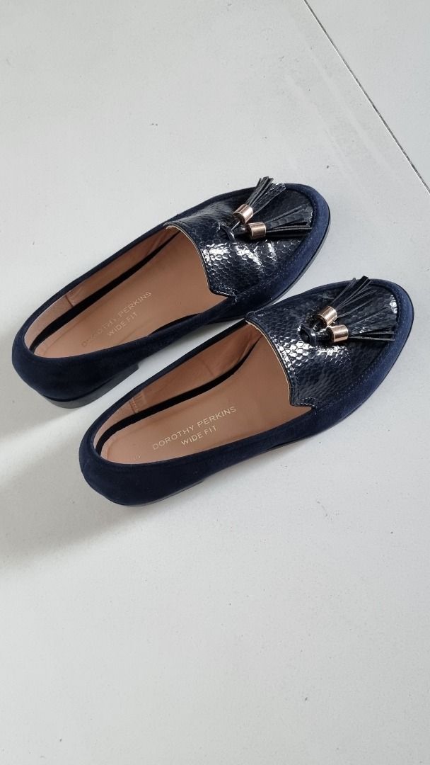 Navy wide fit loafers clearance