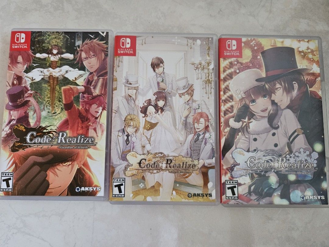 (WTR) Code Realize Switch games (Category: Nintendo) located in Butterworth. Submitted by tryseeshop (Listing ID 1235981451, Image 1). Description: Quoted rental price excludes shipping fees. Currently not looking to sell this series. Rent price: Deposit RM110 for each game, RM300 for all 3. Rental fees: RM25 for 1 month RM60 for 3 months For longer duration, rental price for negotiation. Code Realize series: Guardian of Rebirth Future Blessings 