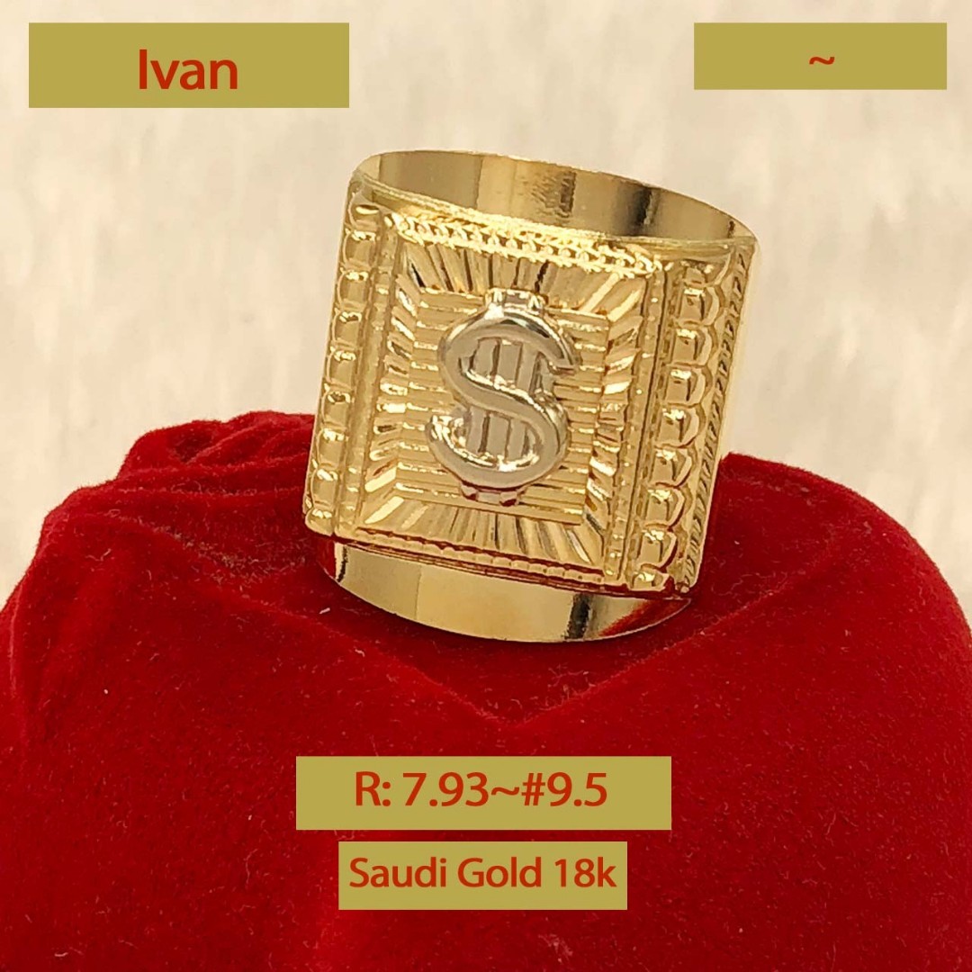 18k Saudi Gold Rings Ivan Men's Dollar Sign on Carousell