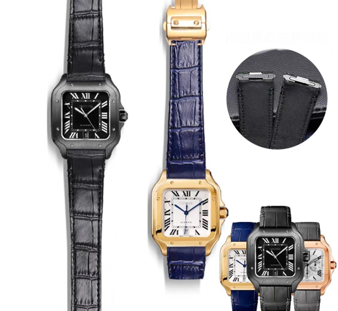 19MM 21MM GENUINE CALF LEATHER FOR CARTIER SANTOS QUICK RELEASE