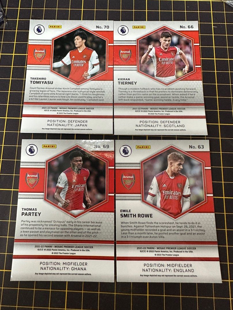 2021-22 Panini Mosaic Premier League Soccer Cards 阿仙奴Arsenal 共