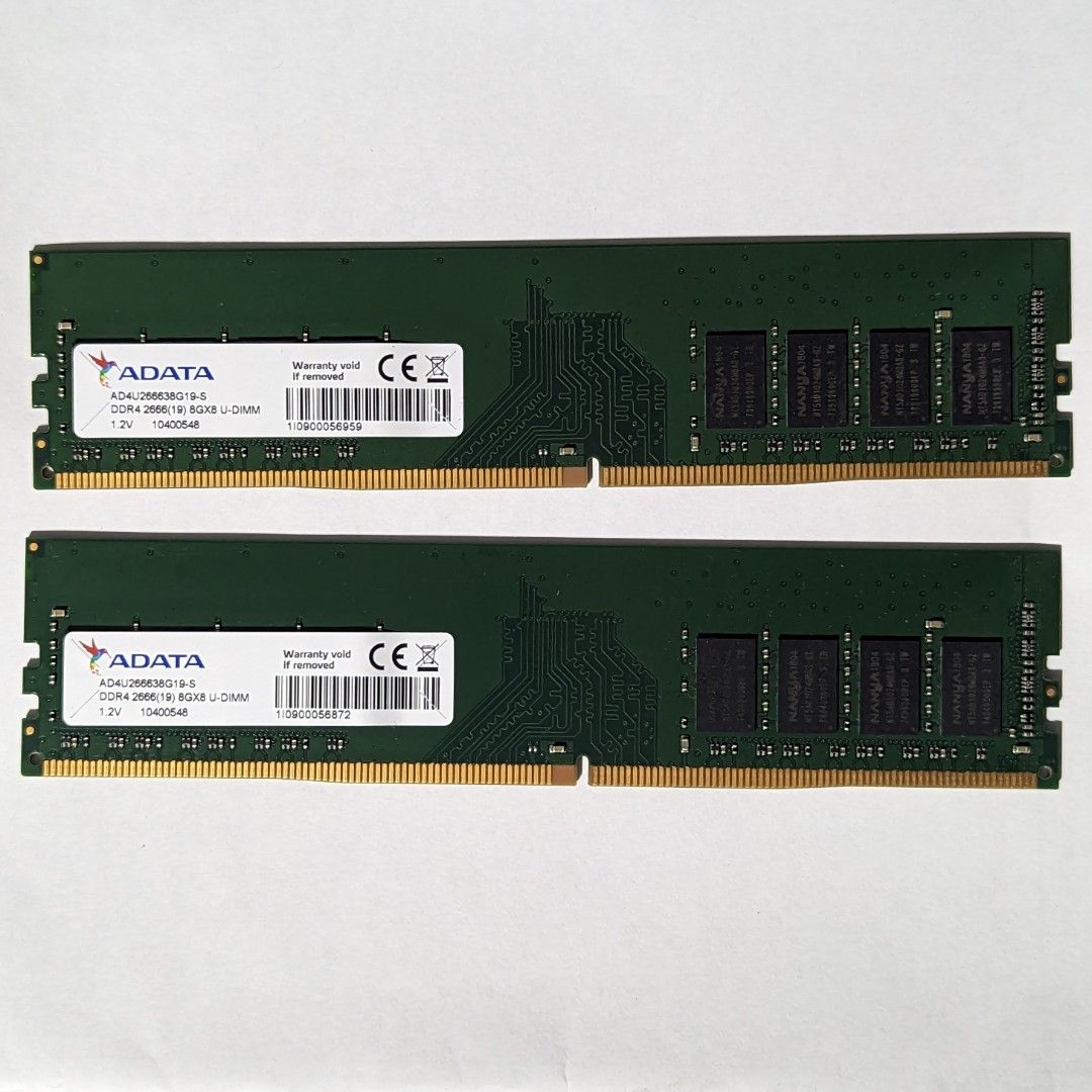 2x 8gb DDR4 2666MHz ADATA Ram