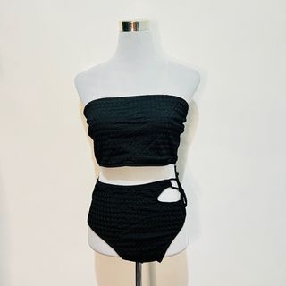 2XL - SHEIN black tube two piece swimsuit bikini